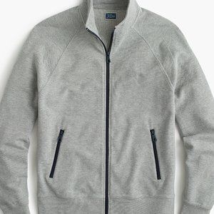 J. Crew Track Jacket in Pique Fleece - Heather Grey